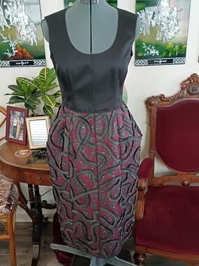 Marc Jacobs Cocktail Dress Black And Red Silk Size 4
